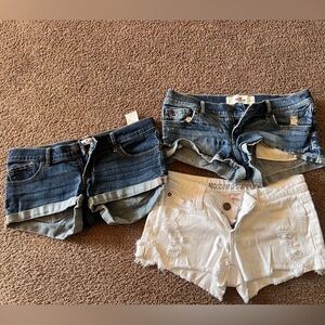 White & Blue Distressed Girls' Denim Shorts Pack